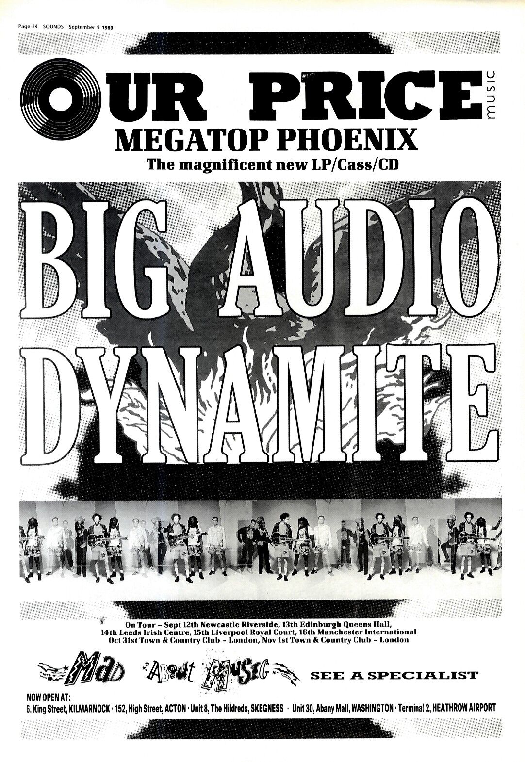 NPBK15 ADVERT 15X11 BIG AUDIO DYNAMITE : MEGATOP PHOENIX
