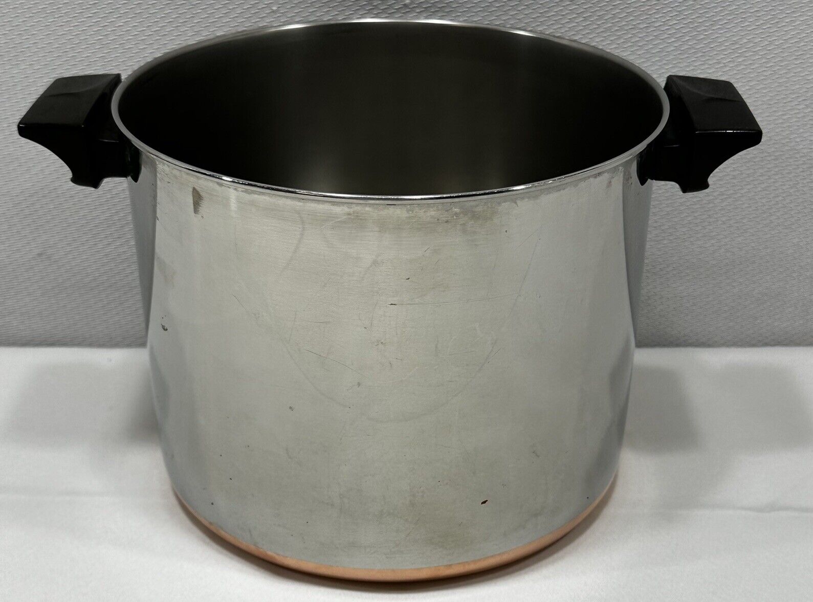 Vintage 1801 Revere Ware Copper Bottom 8 Qt Stock Pot No Lid Double Handle