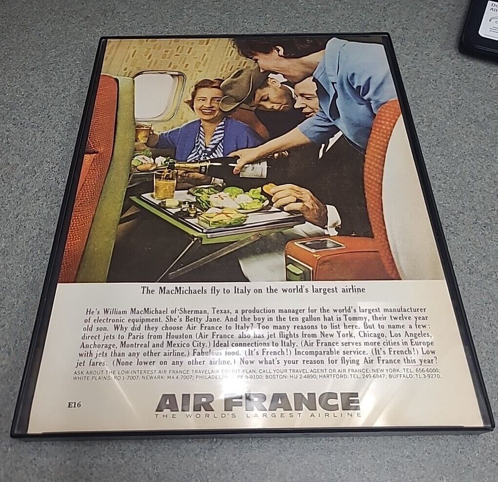 Air France 1963 Print Ad Framed 8.5x11 