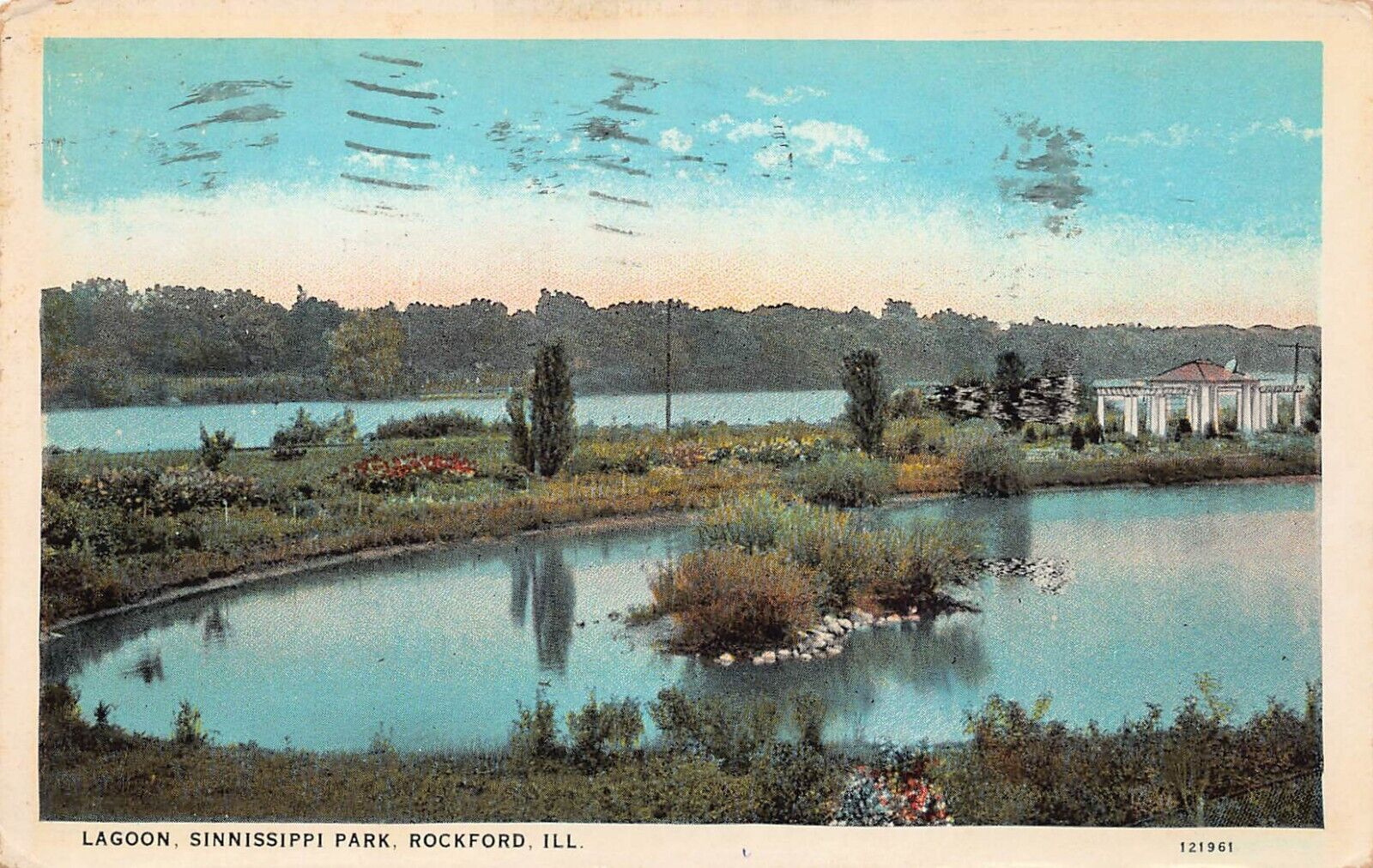 Rockford IL Illinois Sinnissippi Park Lagoon Botanical Gardens Vtg Postcard B28