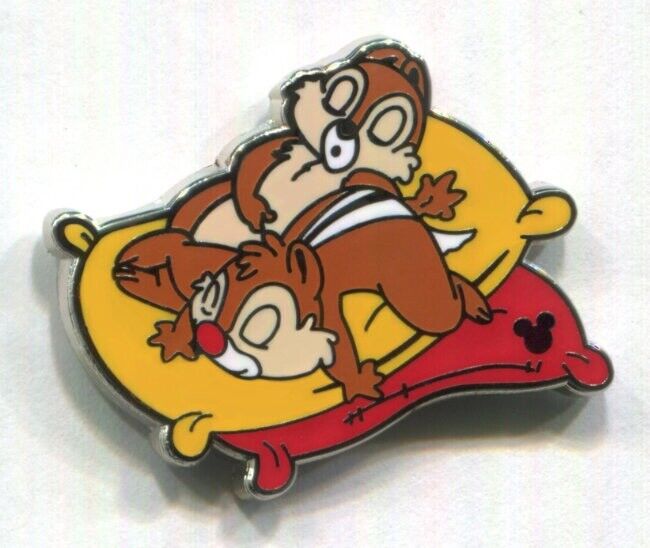 Disney Pins Chip Dale Hidden Mickey COMPLETER Pin Characters Sleeping on Pillows