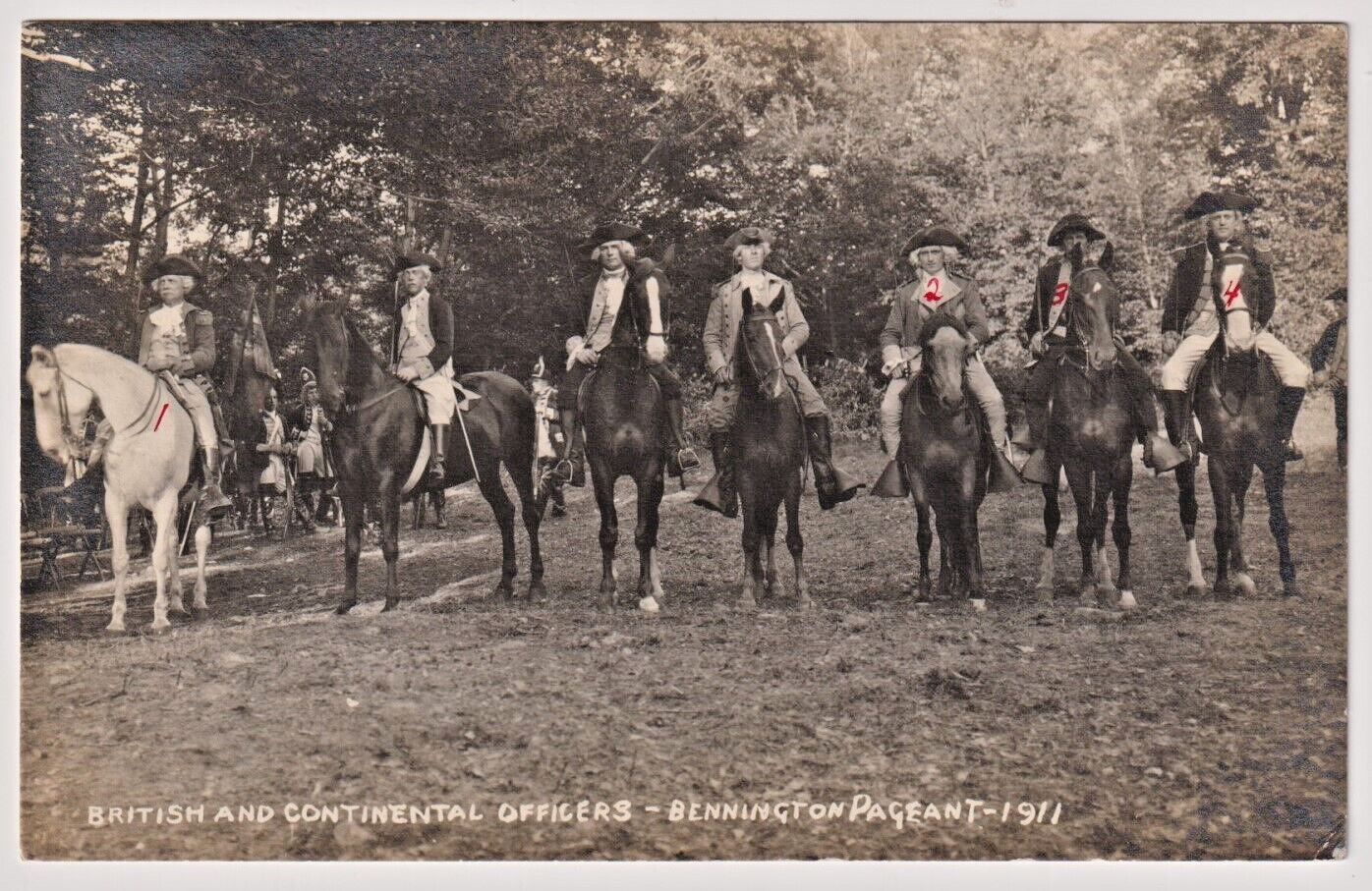 RPPC British & Continental Officers on Horses Bennington, Vermont Pageant 1911