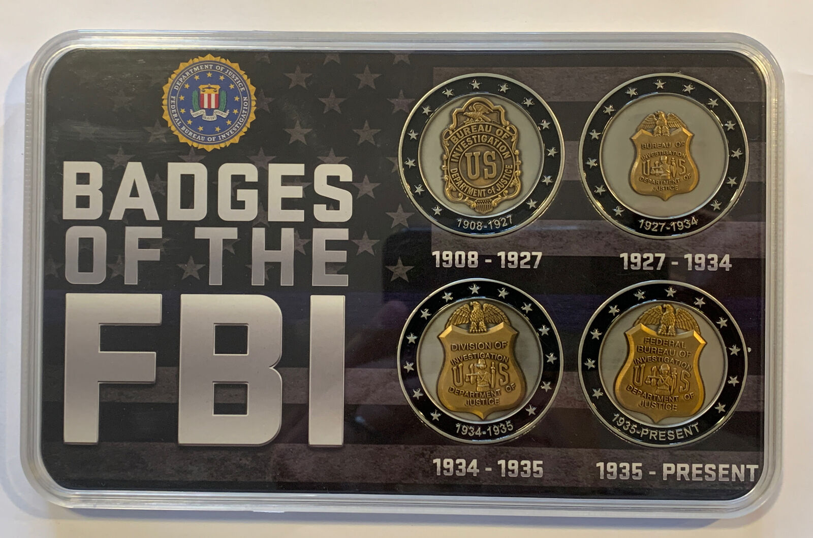 DOJ FBI  Historical Challenge Coin Set Of 4 Coins - New