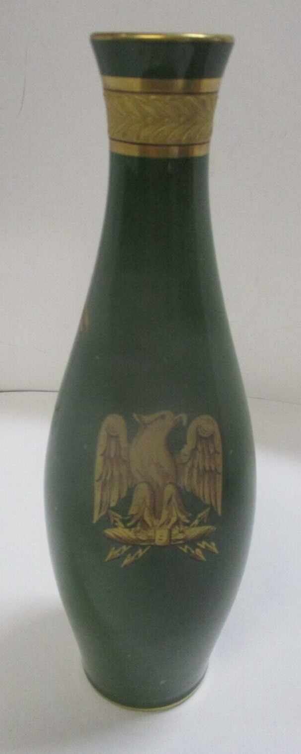 Vintage Green and Gold J P France Vase with Eagle and Flies
