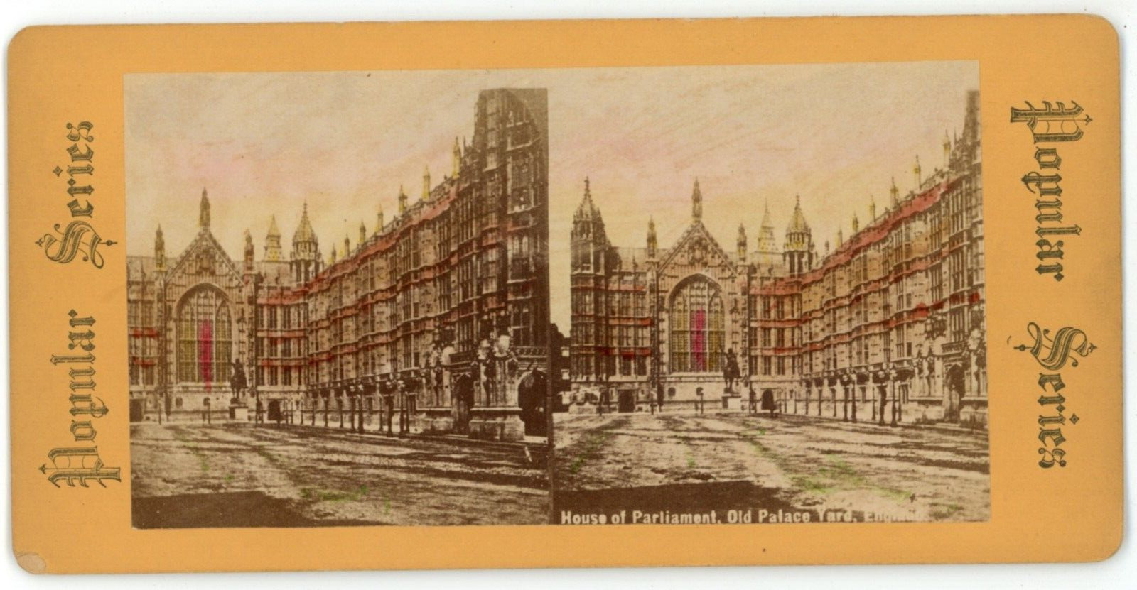 c1900's Colorized Stereoview Card House of Parliament, Old Palace Yard England
