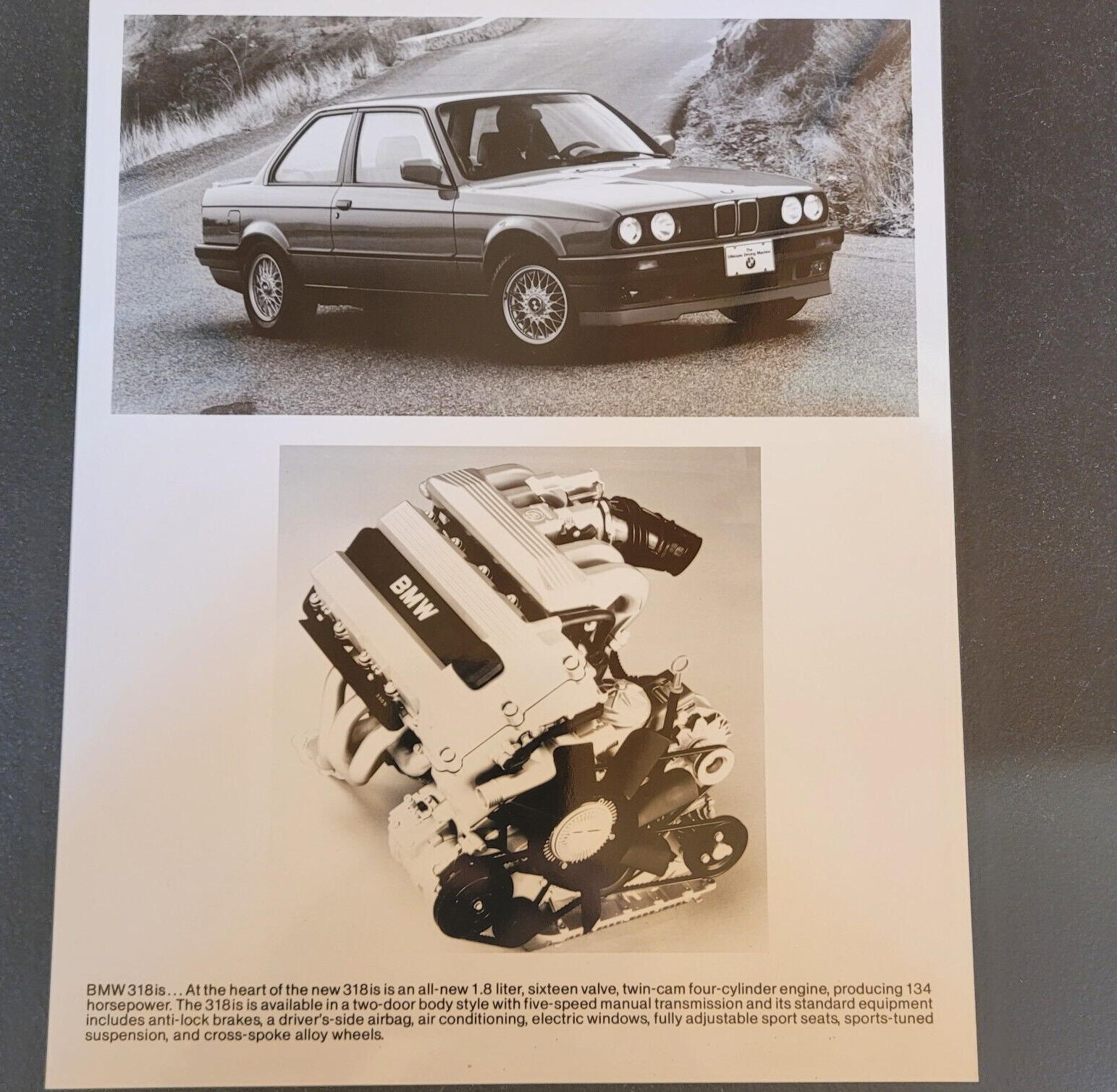 BMW 318is Model Dealer Media Information Press Photo Black and White