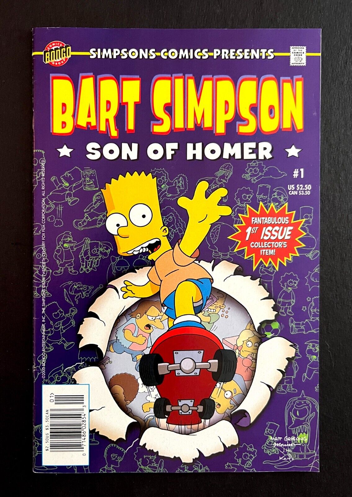 BART SIMPSON SON OF HOMER #1 Newsstand UPC Edition Simpsons Bongo Comics 2000