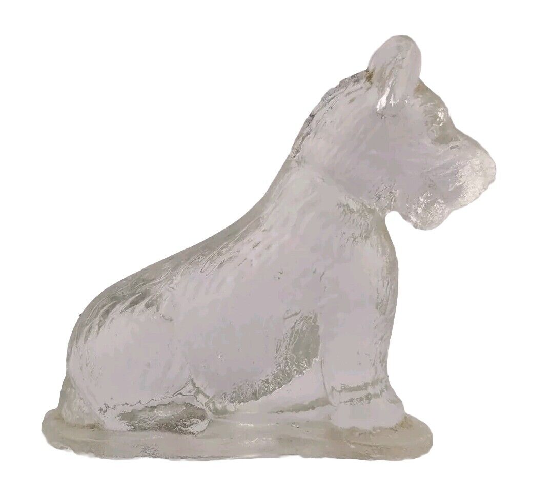 Antique Clear Glass Scottie Schnauzer Terrier Dog Puppy Figurine 2.5