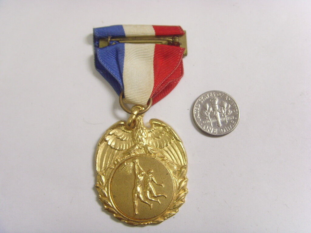 1968 vintage ymca basketball champion medal gold tone metal italy 50349