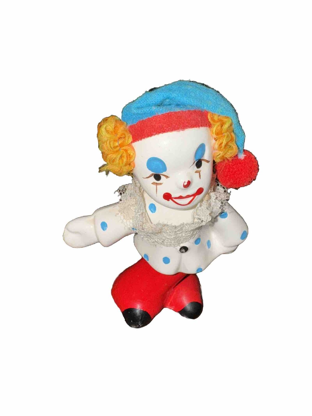 Vintage Nanco Happy Polka Dot Clown Figurine Made In Taiwan