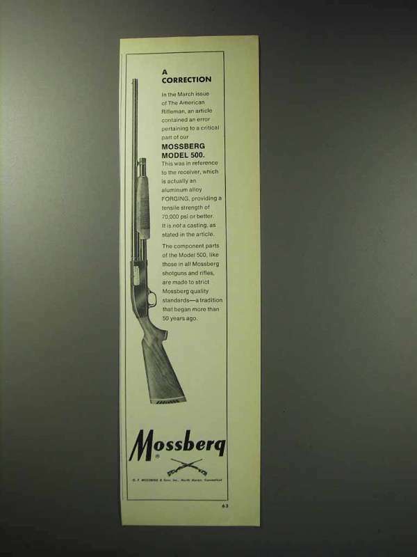 1971 Mossberg Model 500 Shotgun Ad - A Correction
