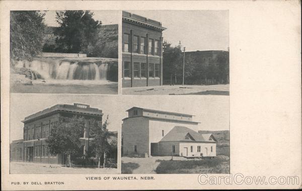 1909 Views of Wauneta,NE Chase County Nebraska Dell Bratton Postcard 1c stamp
