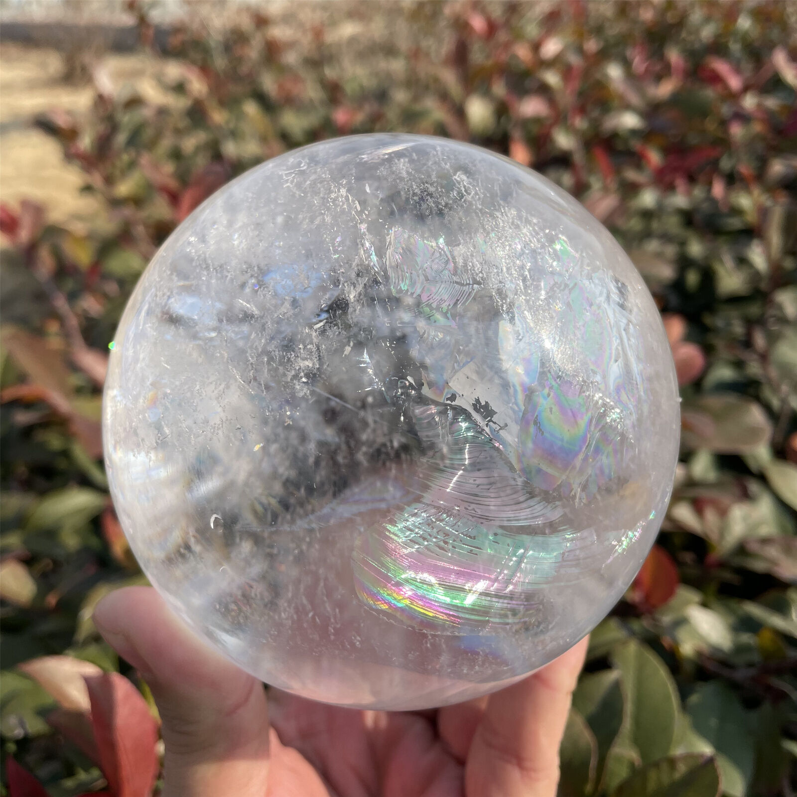 4.07LB Natural Big rainbow crystal ball quartz crystal ball reiki healing CARE