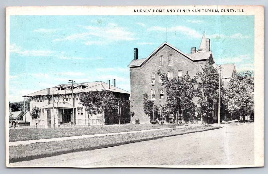 Nurses Home fand Olney Sanitarium Olney IL Illinois Postcard