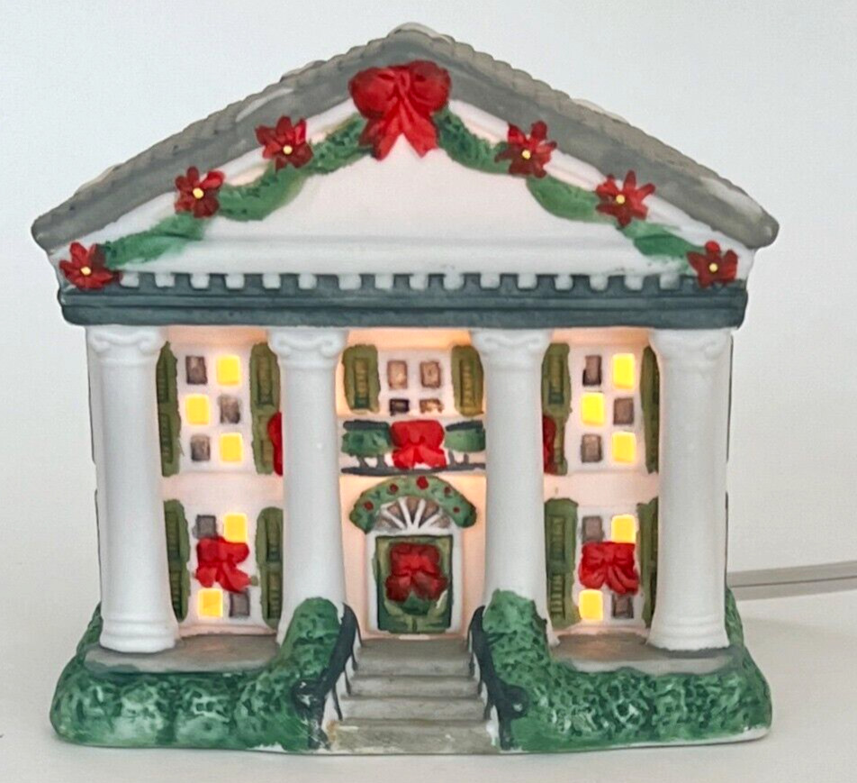 Vintage HTF 1990s Caffco Lighted Porcelain Christmas Village House - Works