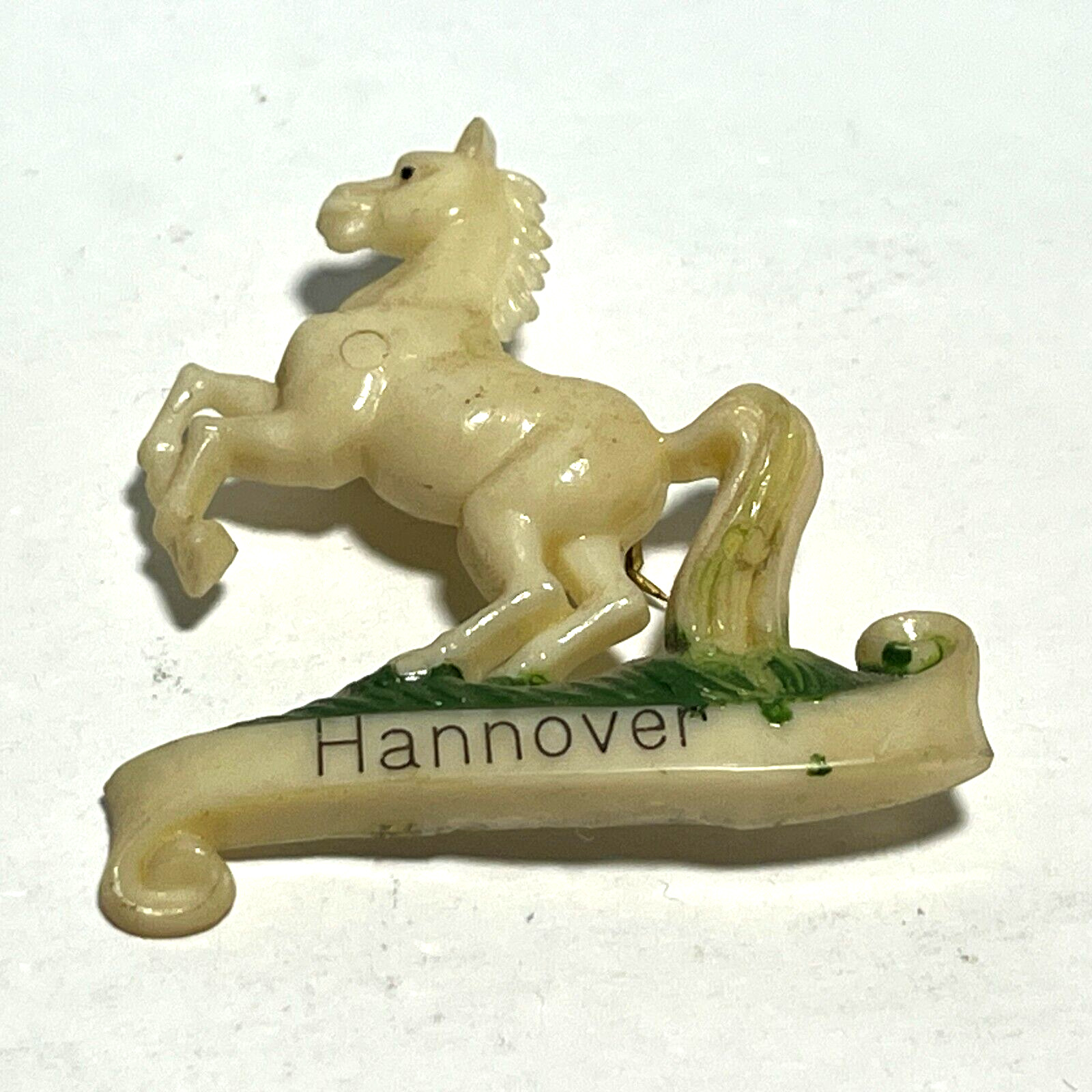 Vintage Hanover Germany White Horse Celluloid Souvenir Lapel Pin