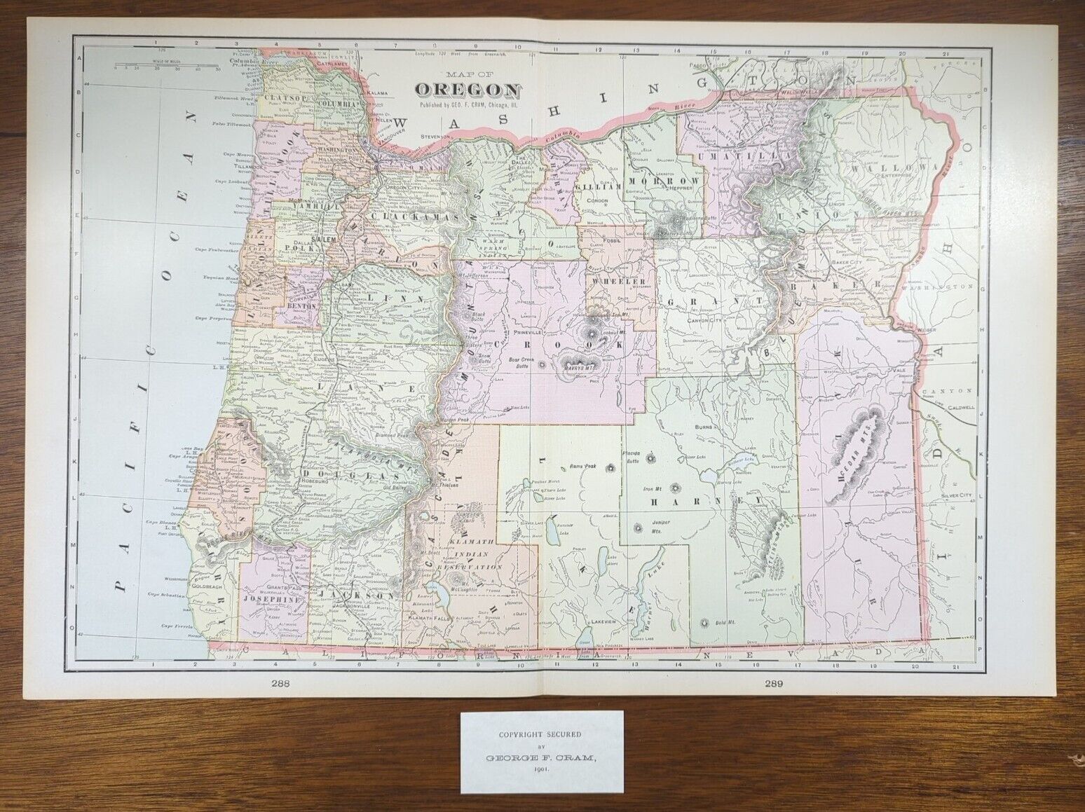 Vintage 1901 OREGON Map 22\