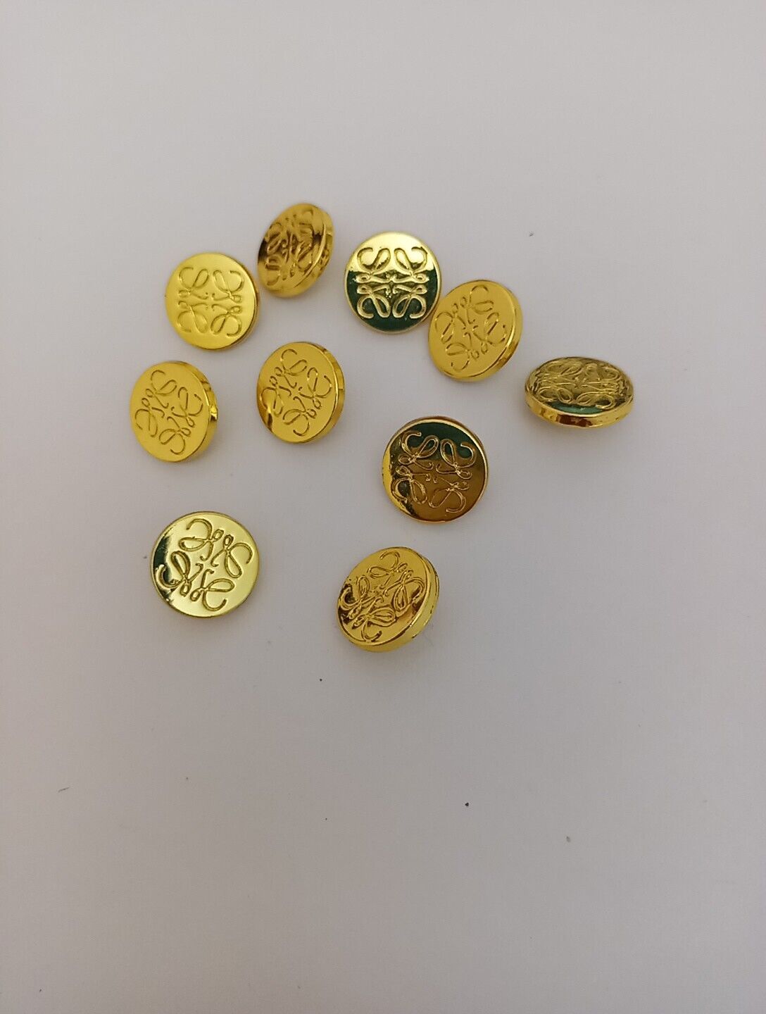 Lot Of 10 Small Loewe Shank Button 15mm Gold Designer Button Replacement Button 