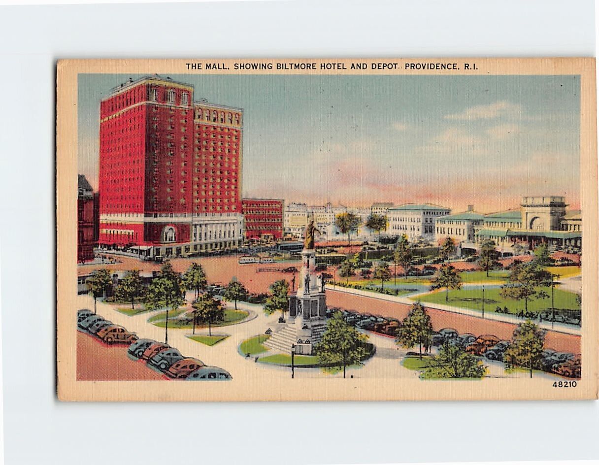 Postcard The Mall, Showing Biltmore Hotel And Depot, Providence, Rhode Island
