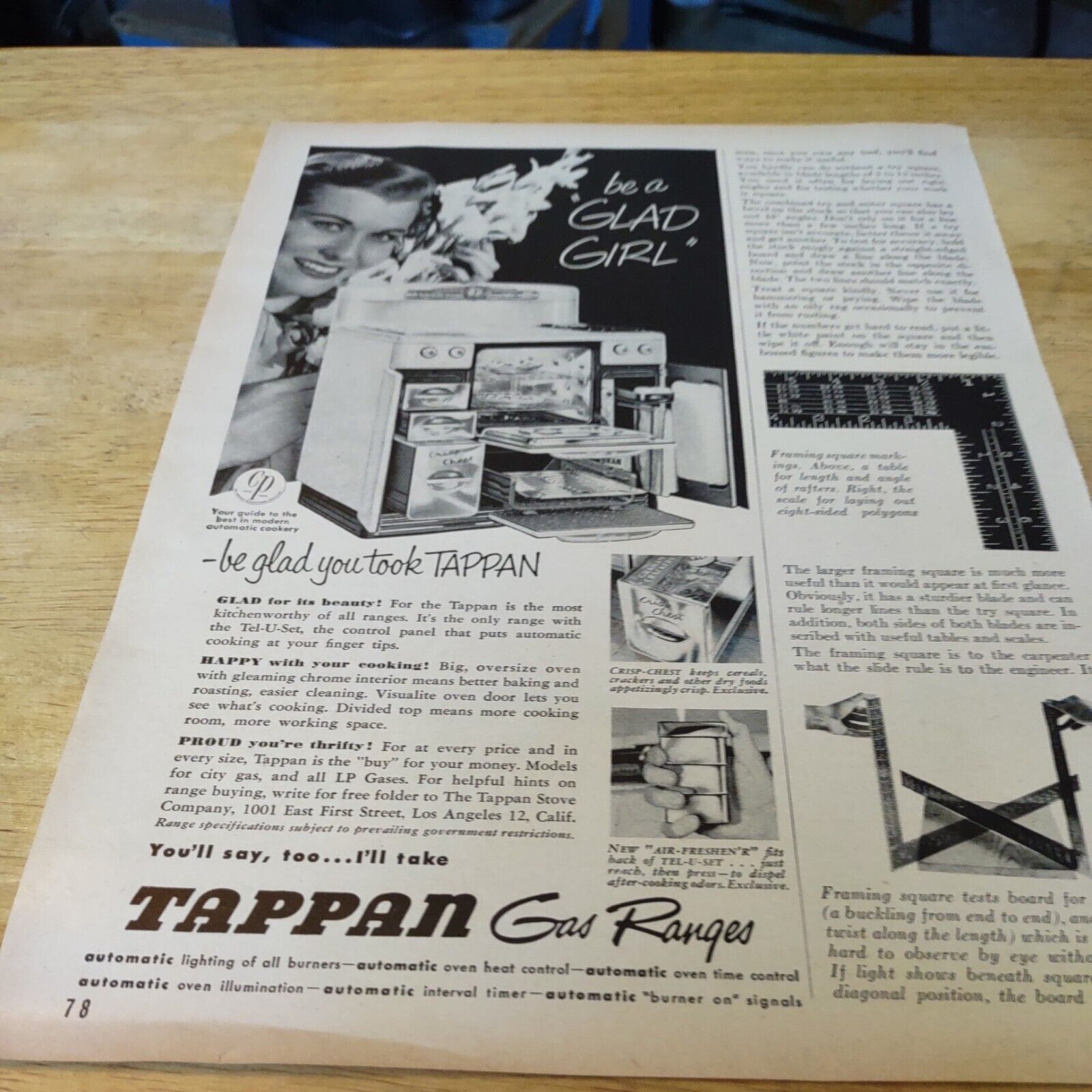 1951 Tappan Gas Ranges Magazine Ad