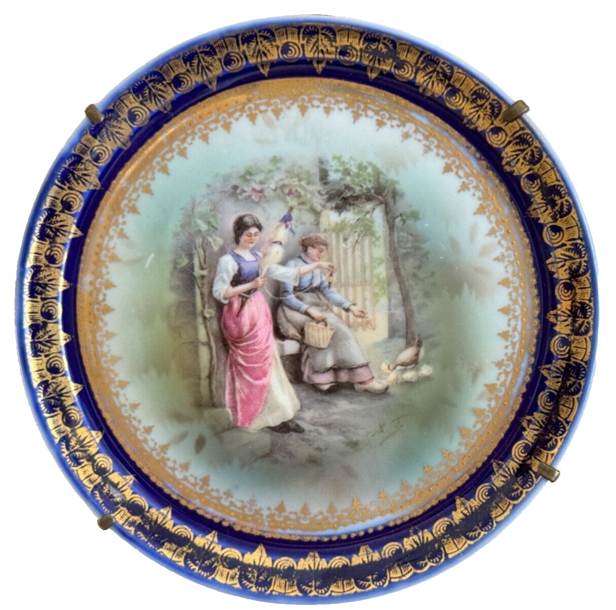 Antique 1870-1890 Russian Gardner Factory Signed Porcelain Plaque
