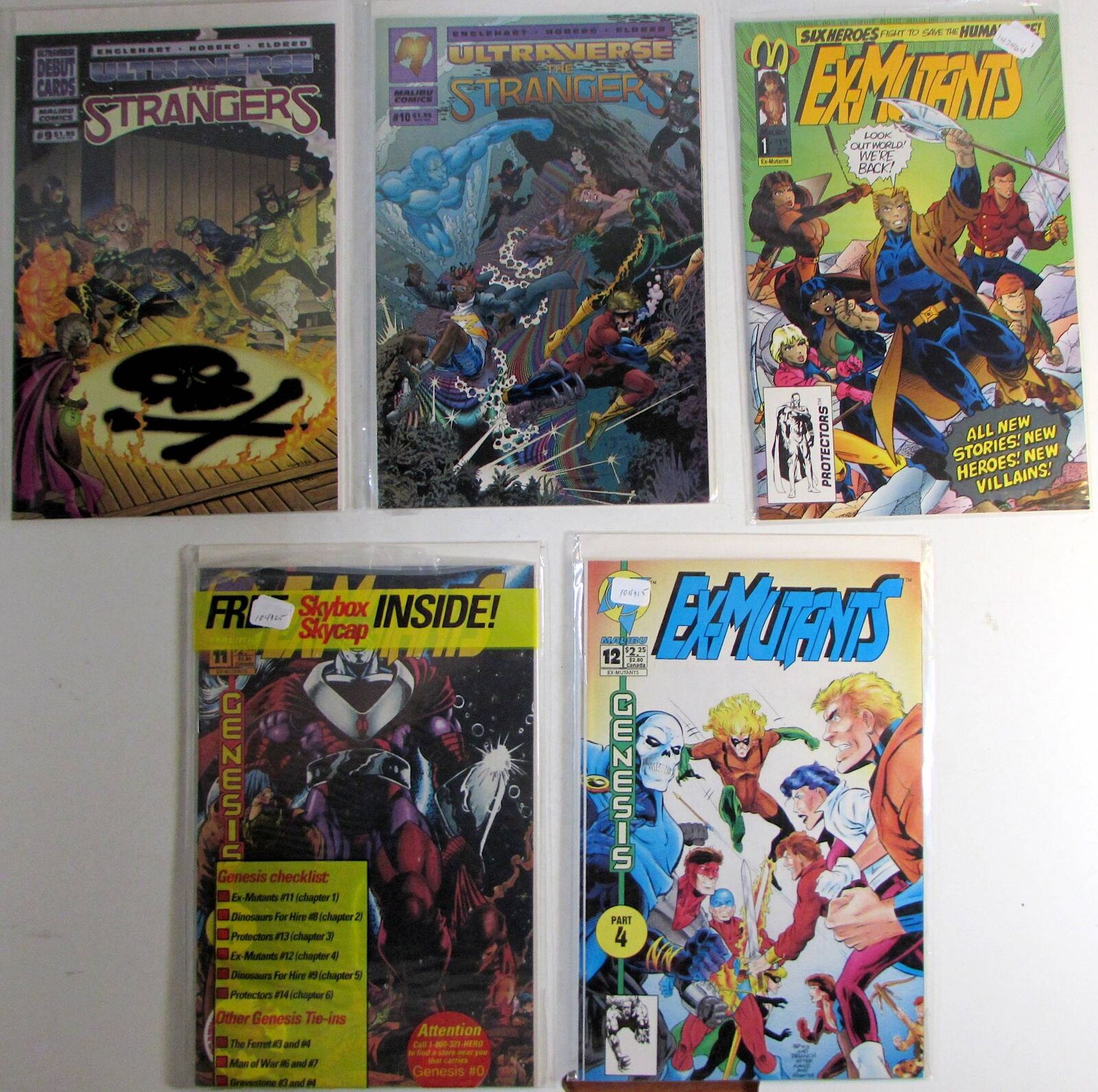 1994 Mixed Lot of 5 #Strangers 9,10,Ex-Mutants 1,11,12 Malibu 1st Print Comics