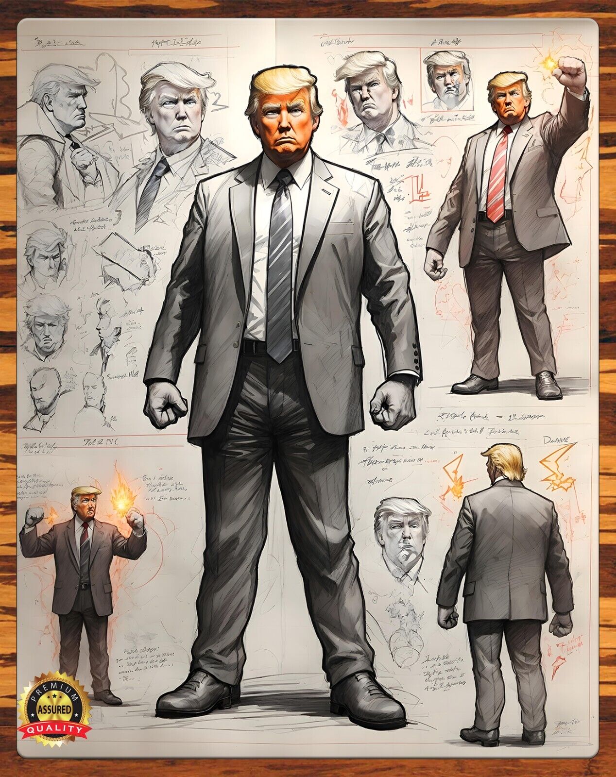 Donald Trump - Sketch - Art To Be Signed By Artist - Metal Sign 11 x 14