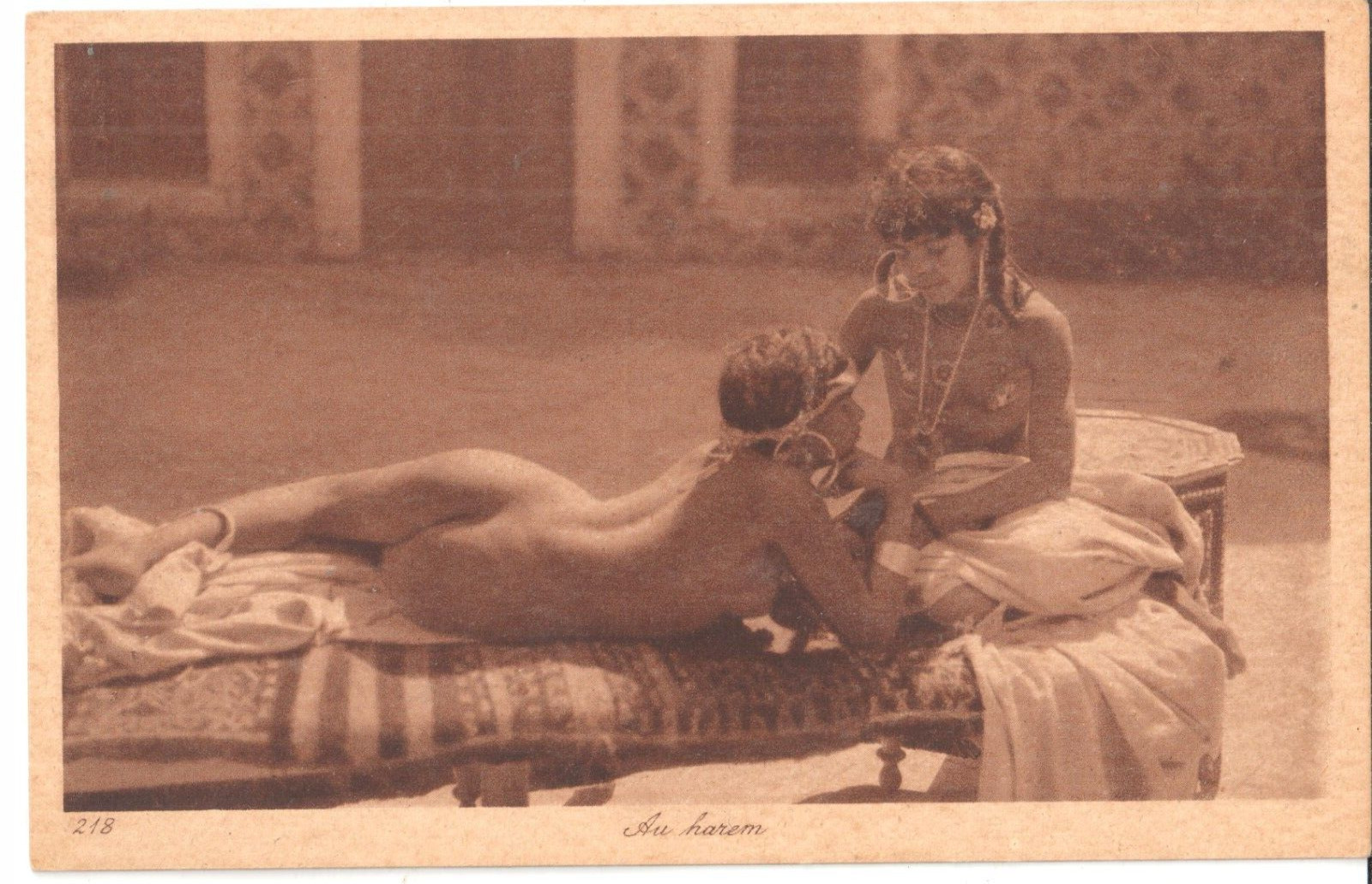 ETHNIC NUDE Foto harem Vintage 1910s Postcard Lehnert & Landrock Egypt