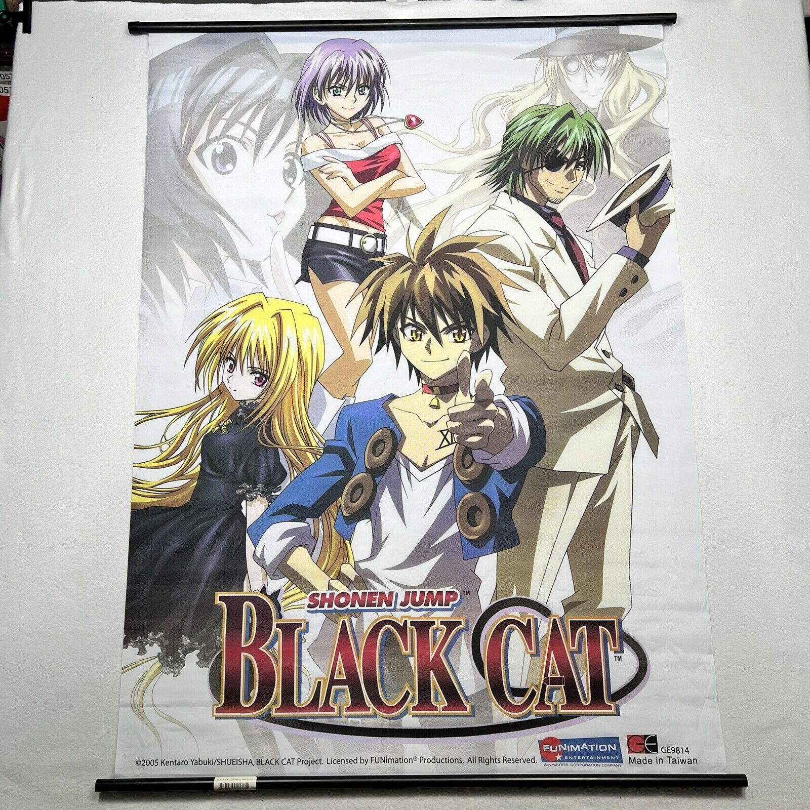 Vintage 2005 Shonen Jump\'s Black Cat Wall Scroll Art Anime Funimation Y2K 44x32
