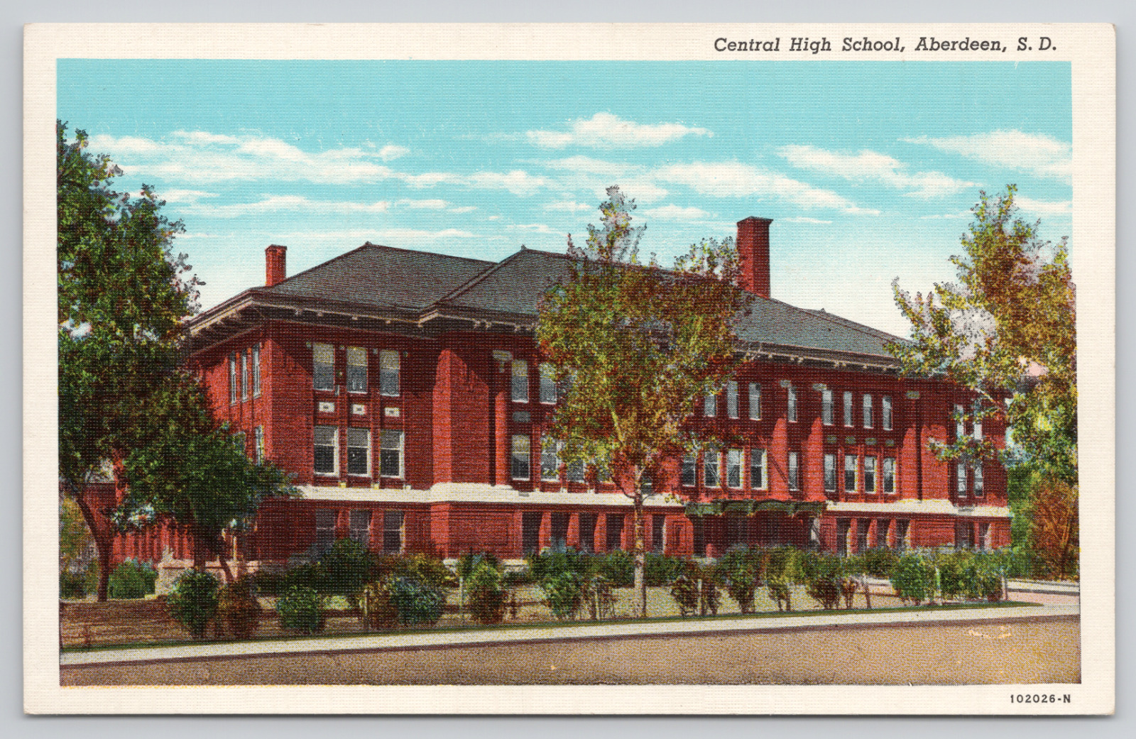 Aberdeen South Dakota Central High School Linen Postcard