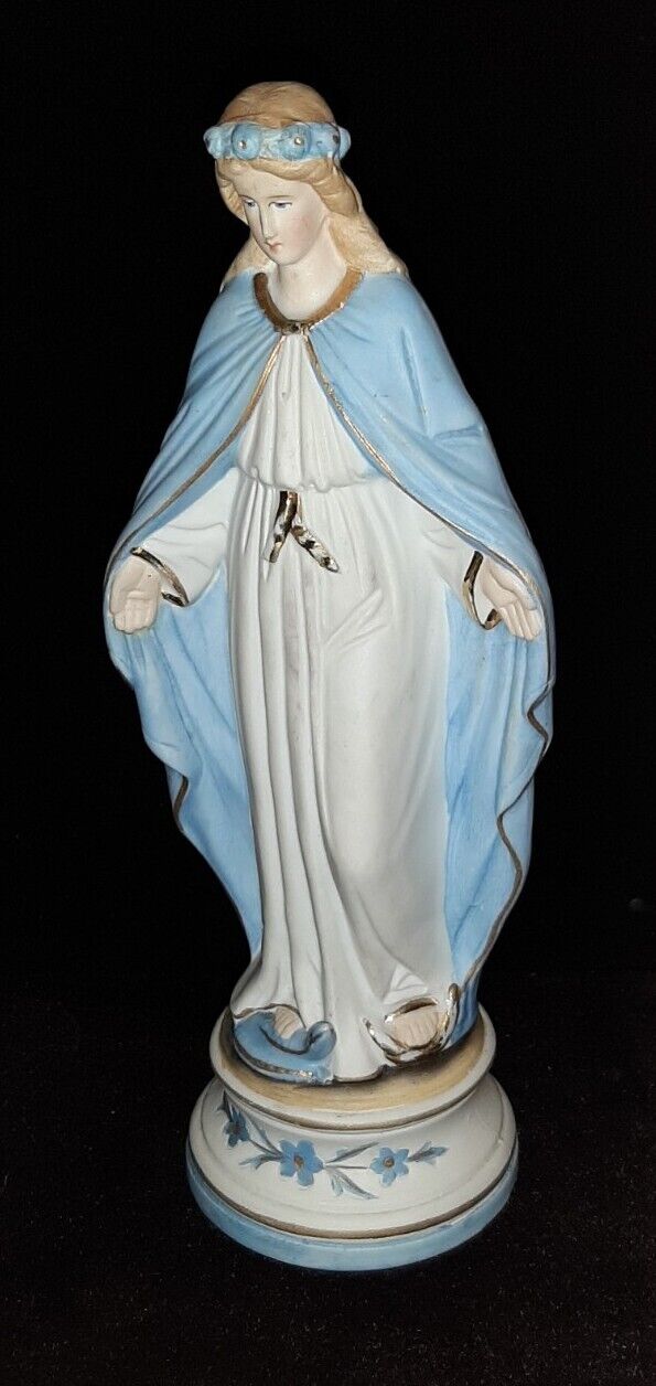 Vintage Antique Bisque German Porcelain Statue Holy Virgin Christian 10
