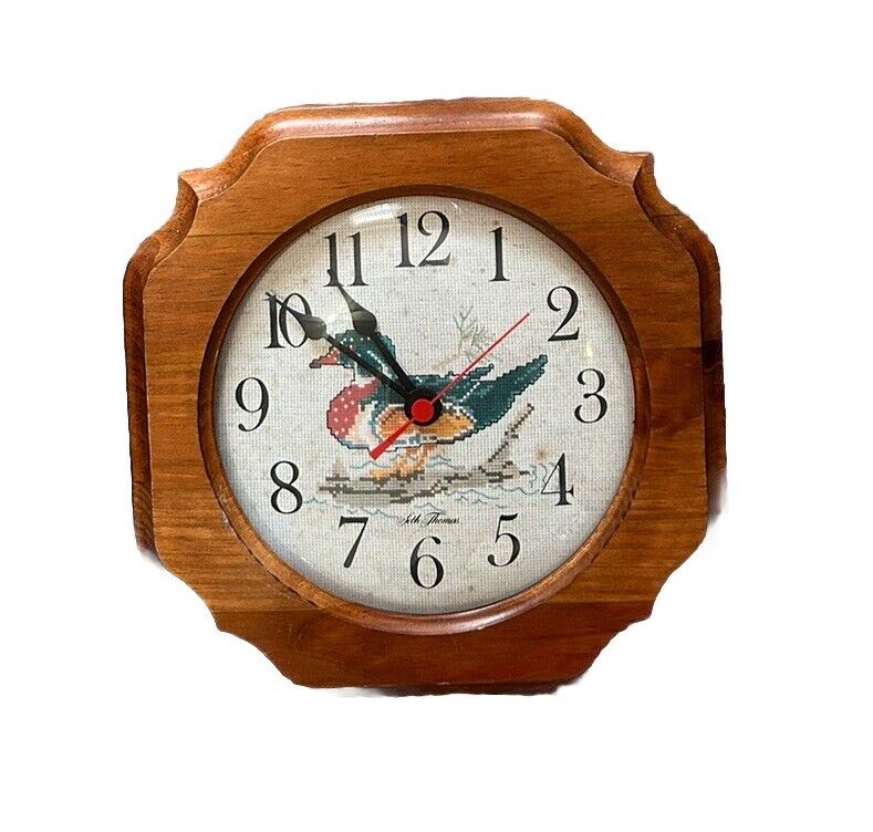 Vintage SETH THOMAS Wall Clock Country Duck Water Fowl Solid Wood