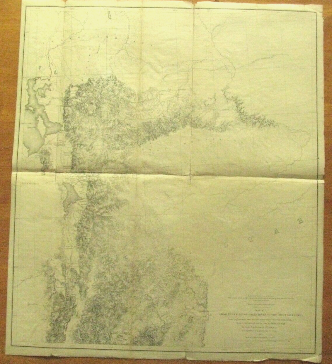OGDEN UTAH MAP 1854 US PACIFIC RAILROAD SURVEY MAP ON LINEN