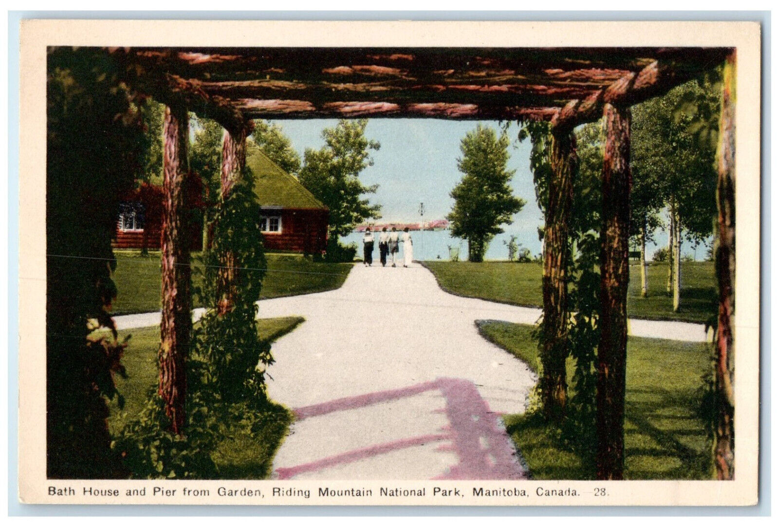c1930\'s Bath House Pier from Garden Mountain Park Manitoba Canada Postcard