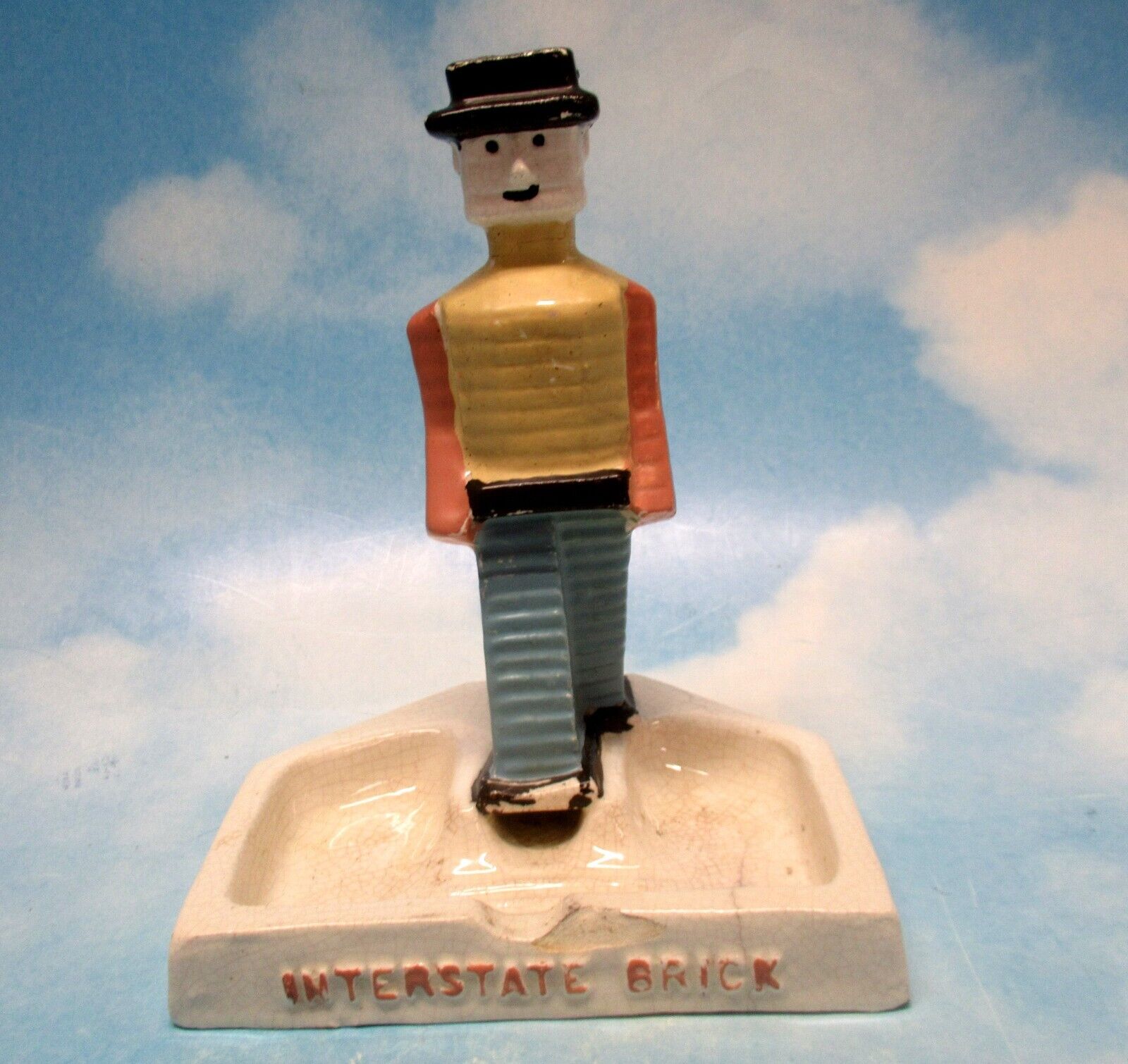 vintage Interstate Brick Utah BRICK MAN dresser caddy ASHTRAY Salt Lake City