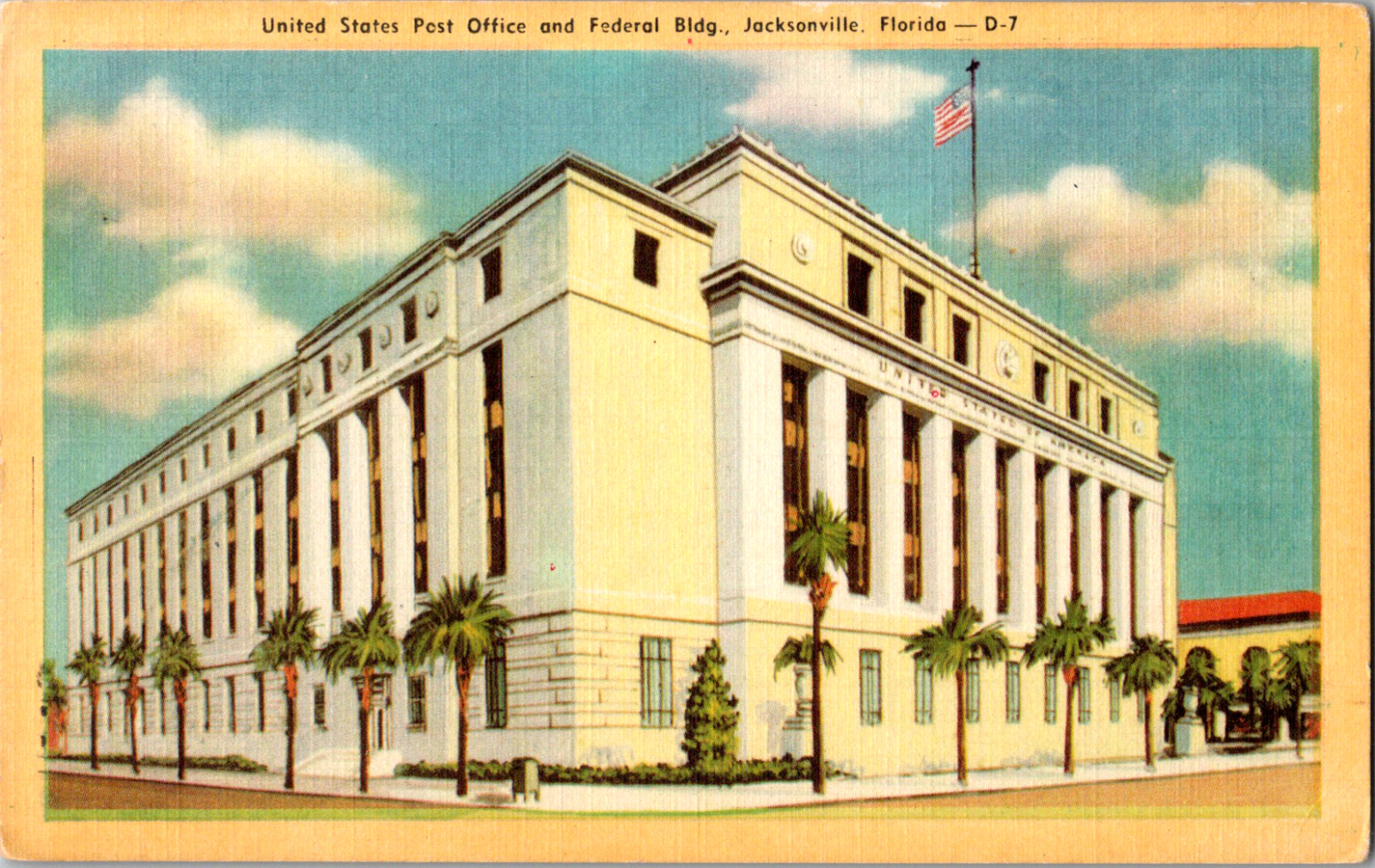 Vintage C 1930\'s U.S. Post Office Federal Building Jacksonville Florida Postcard