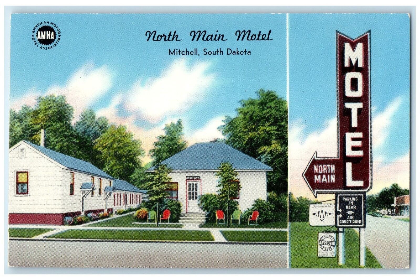 c1940's North Main Motel Exterior Roadside Mitchell South Dakota SD Postcard