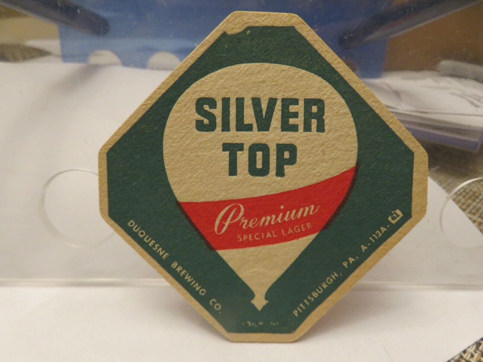 Vintage DUQUESNE PILSENER BEER/SILVER TOP PREMIUM LAGER DOUBLE-SIDED COASTER
