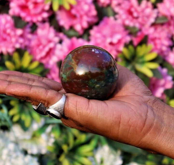Chakra Stone Large 60MM Natural Green BloodStone Metaphysical Healing Sphere
