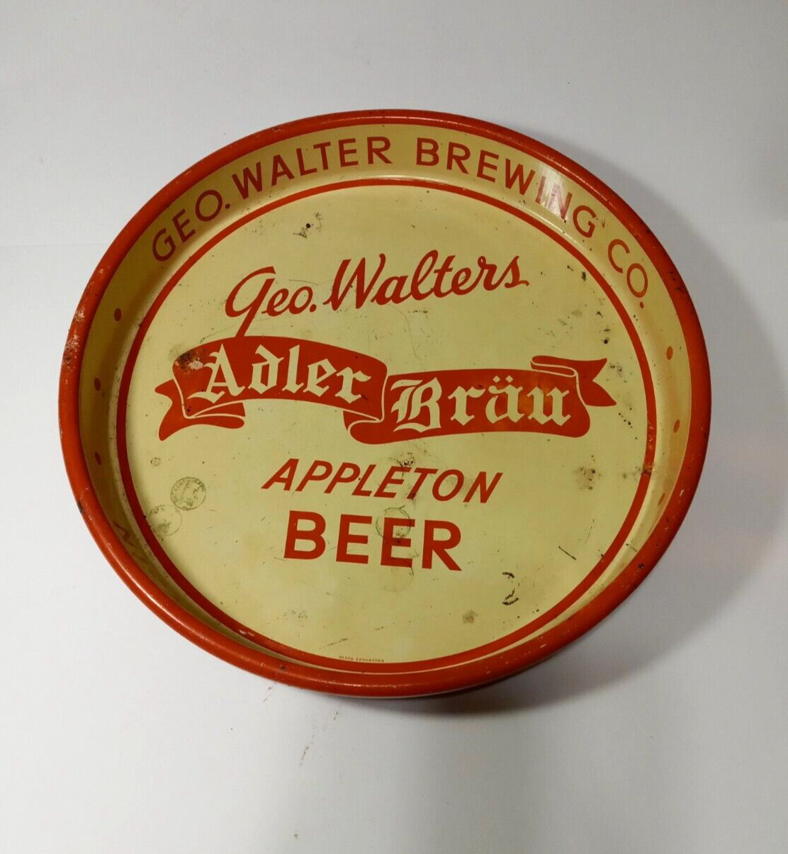 Vintage Geo. Walters Adler Brau Serving Tray.  Appleton Wi.