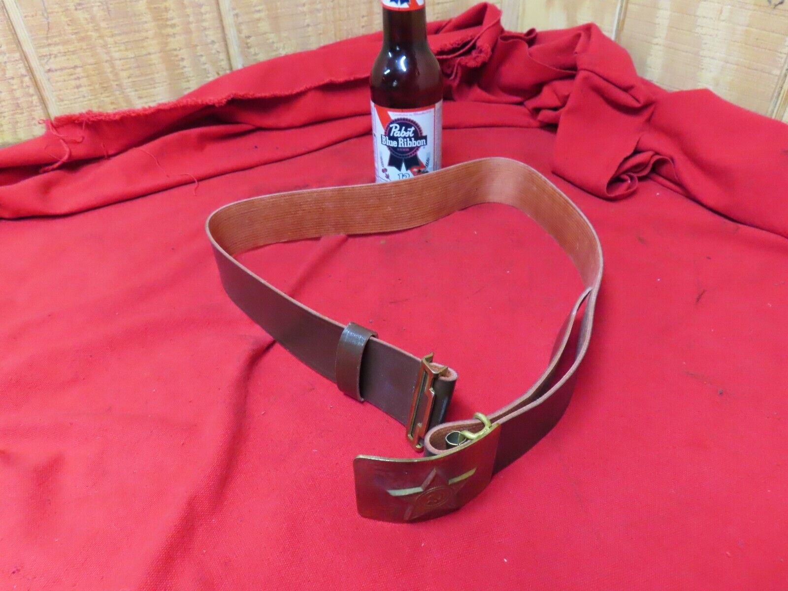 Soviet leather Belt W/Star brass buckle,size,26-36, NEW OTHER🤠🤠🤠#SB1.20.24