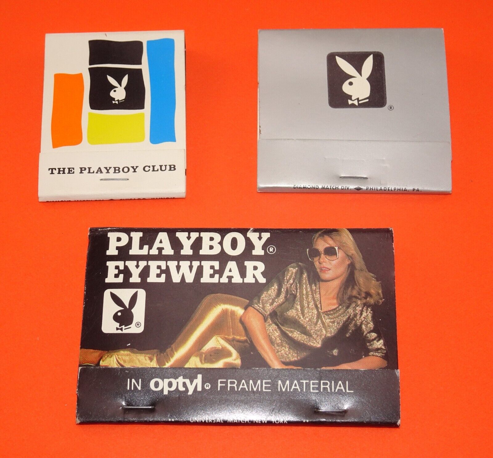 3 Different Playboy Vintage Matchbooks: Club, Hotel & Casino Eyewear Unstruck