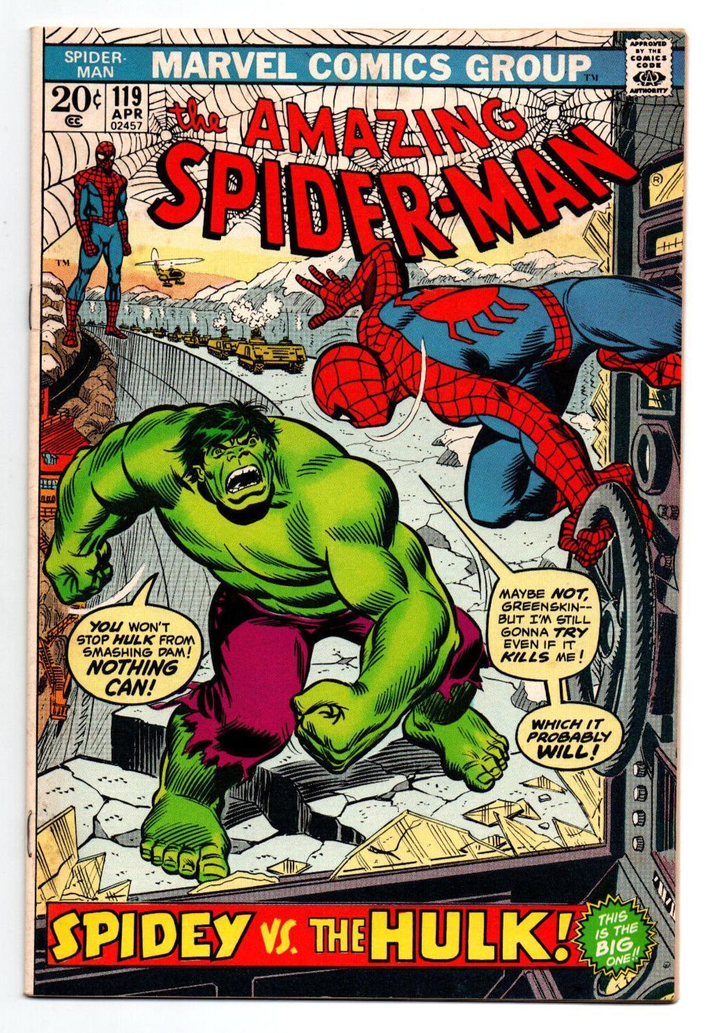 Vintage Amazing Spider-Man #119 Vs The Hulk Romita 1973 (-VF)