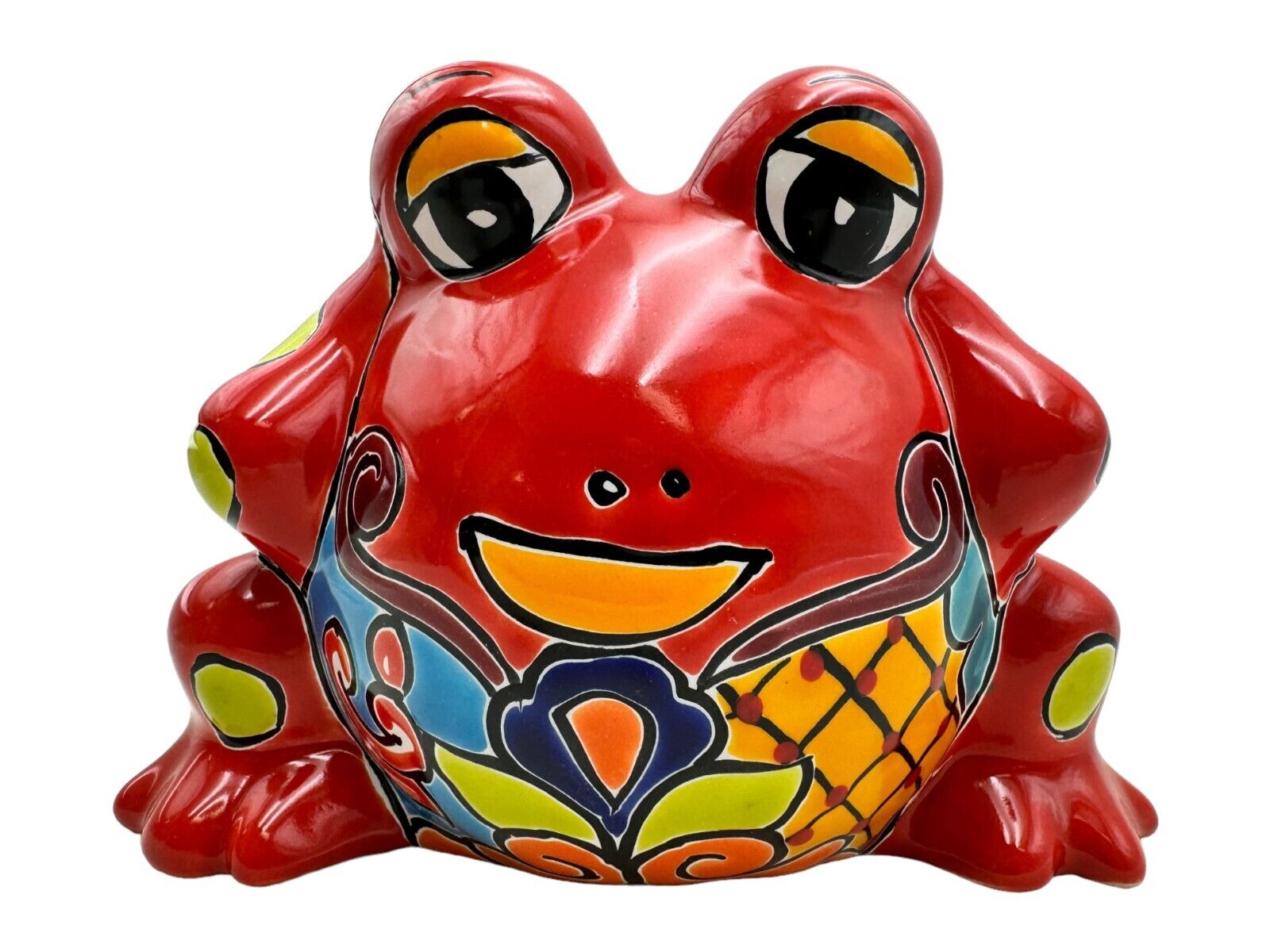 Talavera Bubble Frog Planter Animal Pot Mexican Pottery Folk Art Multicolor 9\