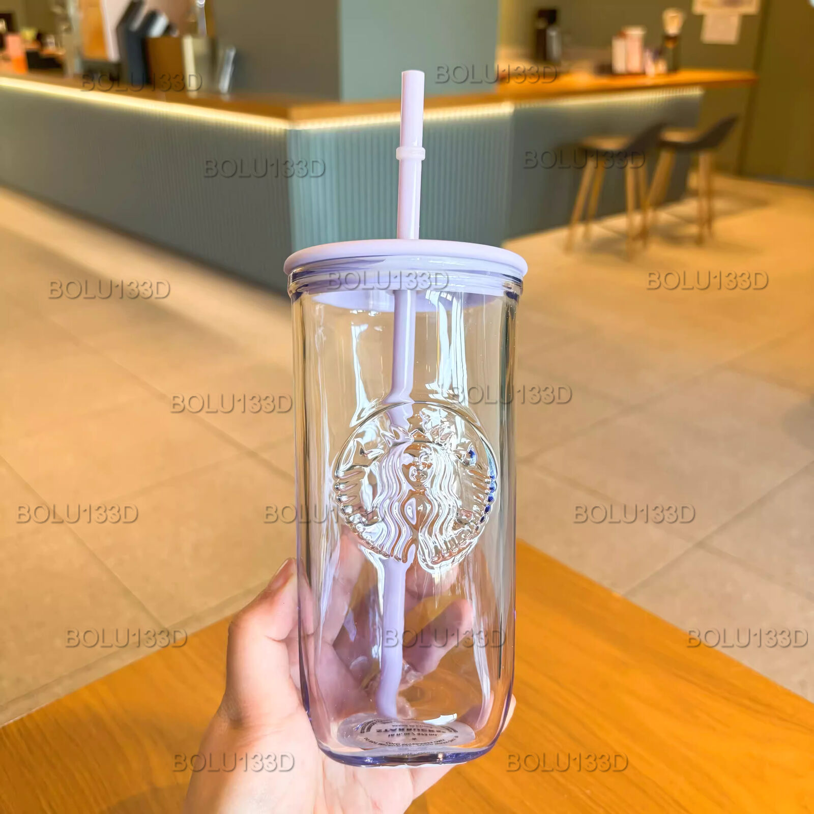 NEW Starbucks China 2023 Summer Nature PurpleTriangle 16oz Glass Cup Tumbler