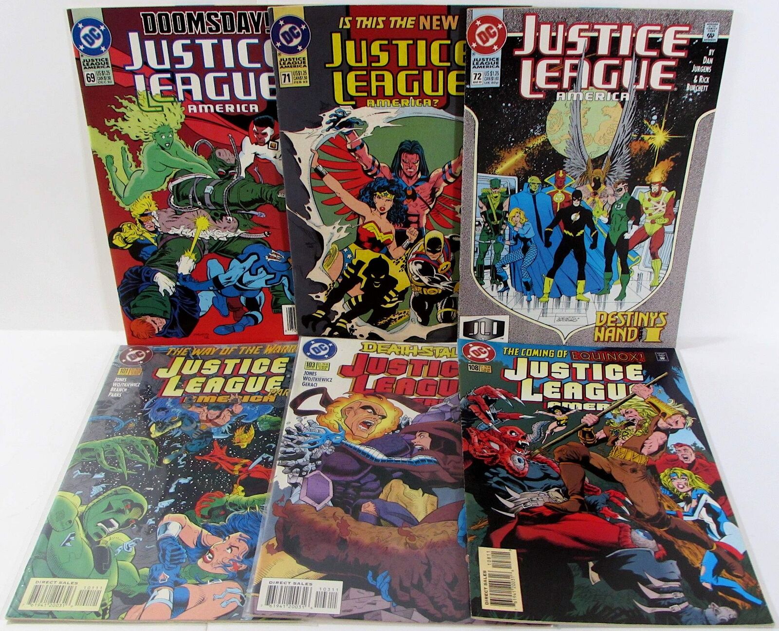 Justice League America Lot of 6 #69,71,72,101,103,108 DC (1992) 1st Print Comics