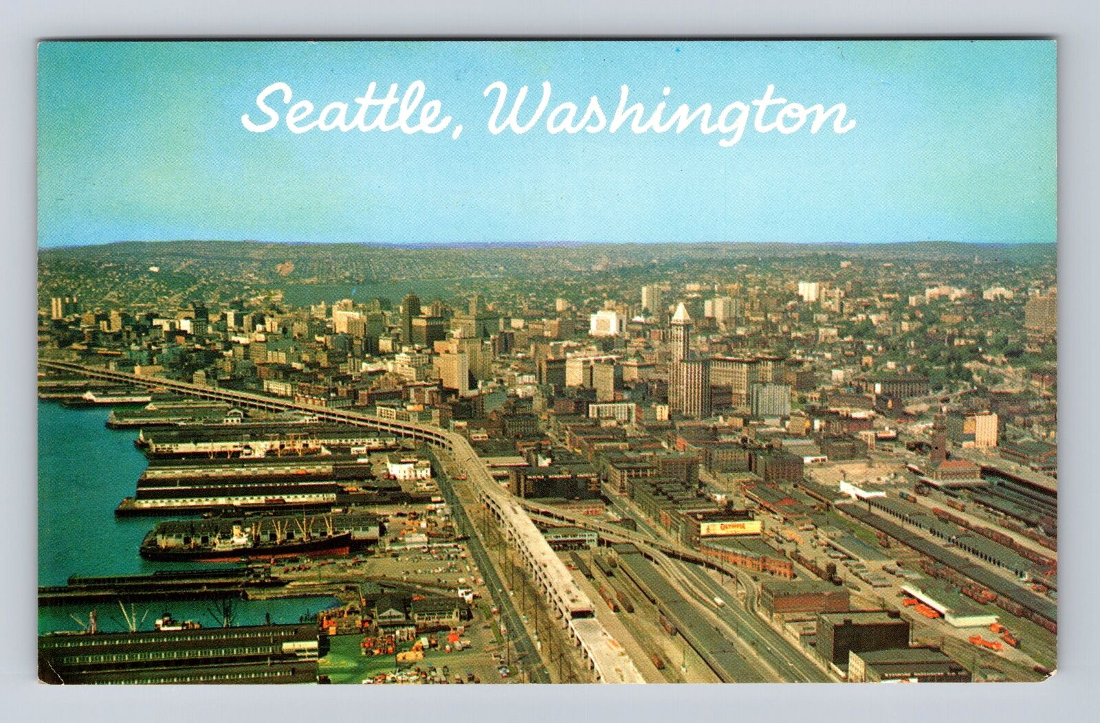 Seattle WA-Washington, Aerial View Metropolitan Area, Vintage Souvenir Postcard