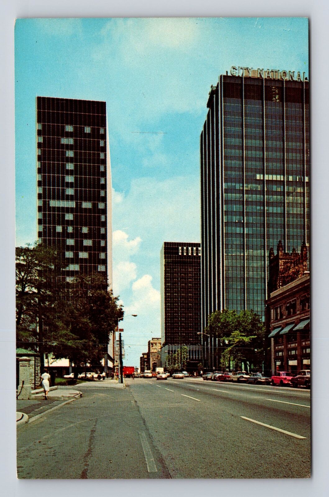 Columbus OH-Ohio Third St., City National Building, 1960's Cars Vintage Postcard