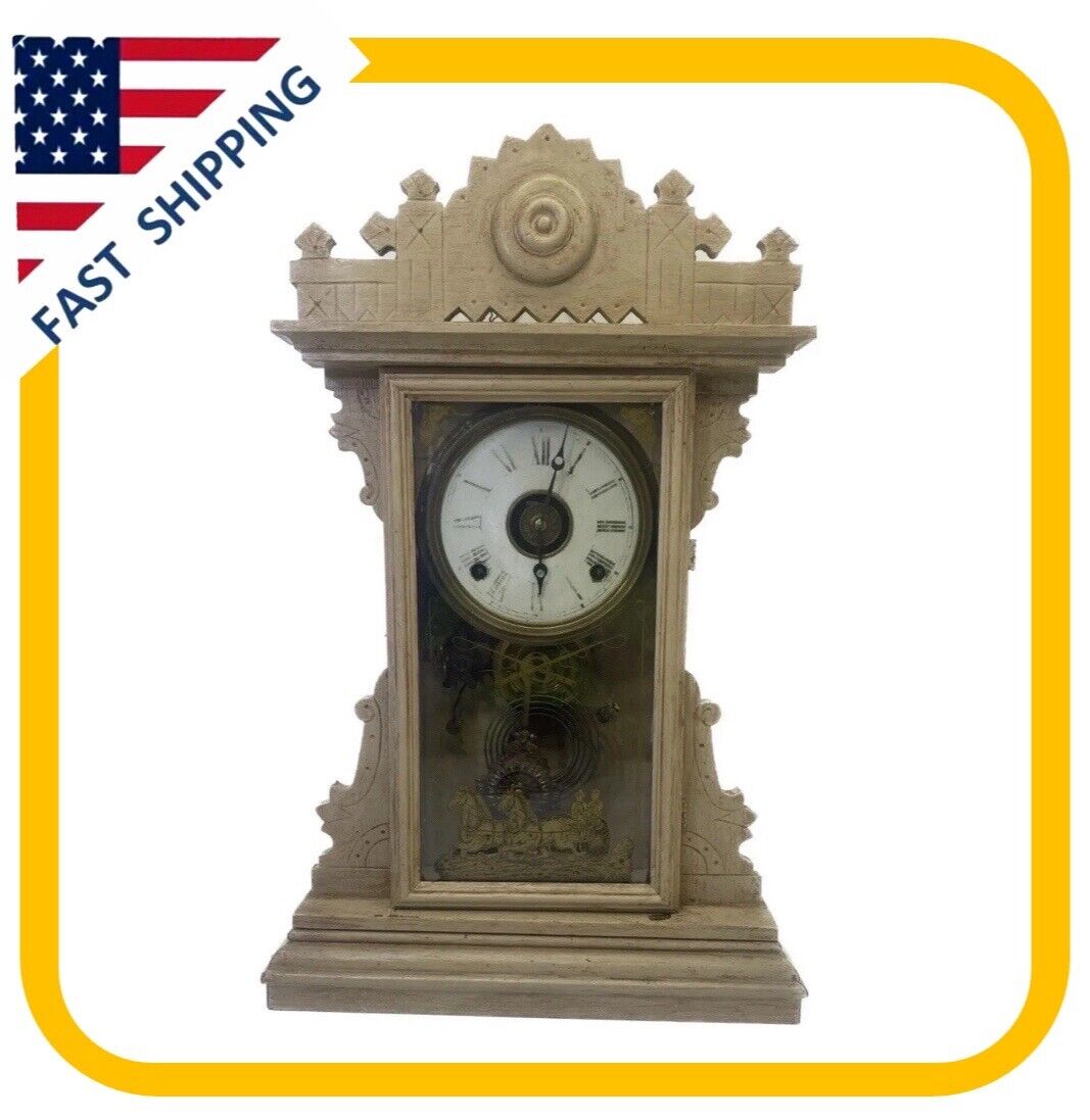 Vintage Mantel Clock  German Gingerbread Western 8day Gong Clock 