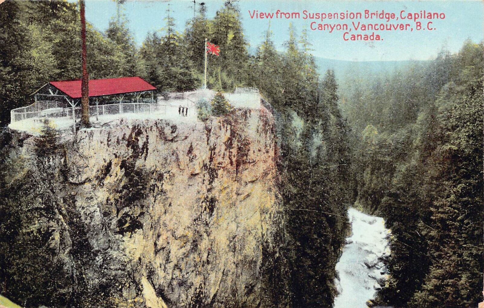 Vancouver BC Canada Capilano Suspension Bridge Park River Vtg Postcard B37